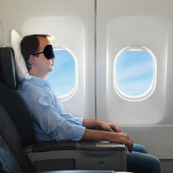 Portrait of man relaxing in the airplane